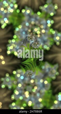 Sfondo frattale 3D astratto progettato digitalmente con bokeh optik Foto Stock