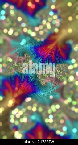 Sfondo frattale 3D astratto progettato digitalmente con bokeh optik Foto Stock