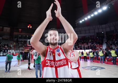 21 Giancarlo Ferrero OpenJobMetis Varese in occasione della gara LBA Italy Championship tra Openjobmetis Varese e Bertram Dutthona Tortona, a Varese, il 20 novembre 2021. Credit: Fabio Averna/Alamy Live News Foto Stock