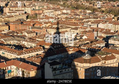 Panorama dalla Mole Antonelliana della città di Torino Piemonte, Italia, Europa. Foto Stock