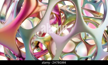 illustrazione 3d. Grafica astratta. Web multicolore, luminoso e colorato. rendering 3d. Foto Stock