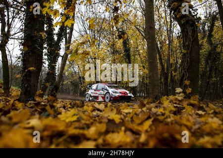 69 Rovanpera Kalle (fin), Halttunen Jonne (fin), Toyota Gazoo Racing WRT, Toyota Yaris WRC, in azione durante l'ACI Rally Monza, 12° round del FIA WRC 2021, FIA World Rally Championship, dal 18 al 21 novembre 2021 a Monza, Italia - Foto: Nikos Katikis/DPPI/LiveMedia Foto Stock