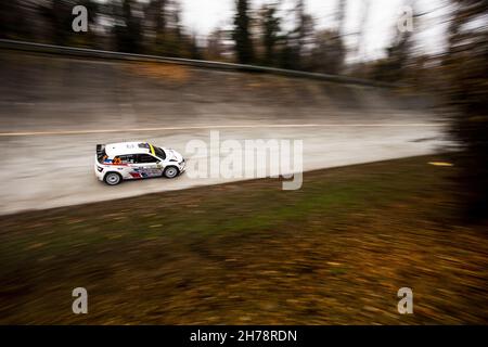 23 Gryazin Nikolay (raf), Aleksandrov Konstantin (raf), Movisport, Volkswagen Polo GTI, in azione durante l'ACI Rally Monza, 12° round del FIA WRC 2021, FIA World Rally Championship, dal 18 al 21 novembre 2021 a Monza, Italia - Foto: Nikos Katikis/DPPI/LiveMedia Foto Stock