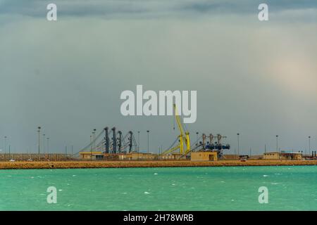 Chabahar, iran 27 ottobre 2021, vista dal porto internazionale di Shahid Beheshti in Chabahar, iran Foto Stock