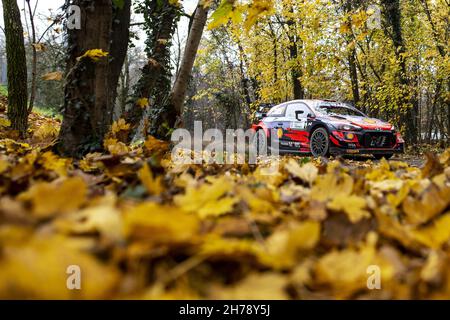 11 Neuville Thierry (bel), Wydaeghe Martijn (bel), Hyundai Shell Mobis World Rally Team, Hyundai i20 Coupe WRC, in azione durante il Rally ACI di Monza, 12° round del FIA WRC 2021, FIA World Rally Championship, dal 18 al 21 novembre 2021 a Monza, Italia - Foto: Nikos Katikis/DPPI/LiveMedia Foto Stock