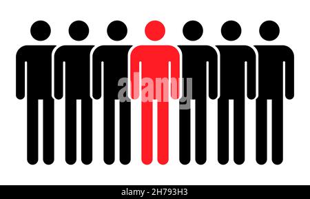 Raggruppamento persone icona piatta isolato su sfondo bianco. Simbolo del lavoro di squadra. Illustrazione del vettore di leadership . Illustrazione Vettoriale