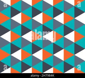 Ripetizione geometrica senza giunture astratta. Disegno ornamentale colorato con triangoli. Sfondo retrò. Stampa per tessuti, carta da parati, scrapbooking, imballaggio Illustrazione Vettoriale