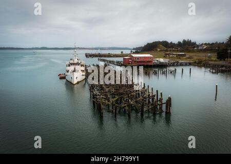 Empire Dock a Coos Bay, Oregon. Foto Stock