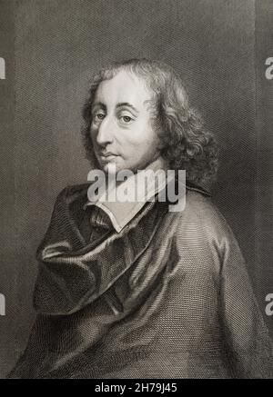 Portrait de Blaise Pascal (1623-1662), physicien, matematicien et ecrivain francais gravure du 19eme siecle ©Archives-Zephyr/Opale.photo *** Local Caption *** Foto Stock