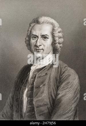 Portrait de Jean-Jacques (Jean Jacques) Rousseau (1712-1778), philosophe suisse gravure du 19eme siecle ©Archives-Zephyr/Opale.photo *** Local Caption *** Foto Stock