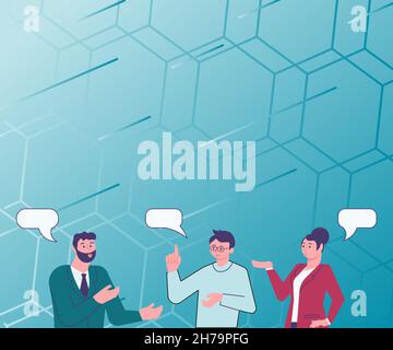 Illustrazione dei partner che chiacchierano costruendo nuove meravigliose idee per il miglioramento delle competenze. Teammate Drawing Designing vecchi pensieri sorprendenti per migliorare il lavoro Illustrazione Vettoriale