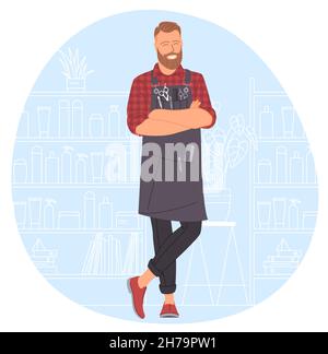 Barbiere al barbiere. Illustrazione Vettoriale