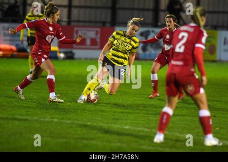 Londra, Regno Unito. 21 Nov 2021. Kings Langley, Inghilterra, Novembre Jenna Legg (22 watford) durante la partita del campionato fa Womens tra Watford e Bristol City all'Orbital Fasteners Stadium - Inghilterra. Credit: SPP Sport Press Photo. /Alamy Live News Foto Stock