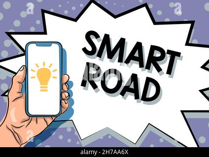 Cartello con la scritta Smart Road. Approccio aziendale numero di modi diversi le tecnologie sono incorporate in strade visualizzazione di informazioni importanti Foto Stock