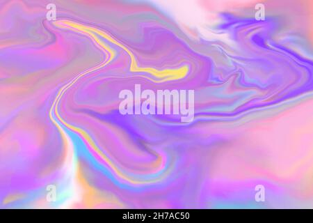 Sfondo sfumato olografico sfocato. Banner traccia neon astratto. Macchie lilla, rosa pastello, blu. Macchie liquide neutre. Effetto marmo, flui Illustrazione Vettoriale