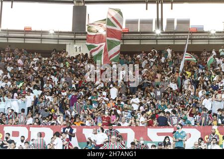 Rio de Janeiro, Rio de Janeiro, Brasile. 21 Nov 2021. Campionato brasiliano di calcio: Fluminense e America-MG. 21 novembre 2021, Rio de Janeiro, Brasile: Partita di calcio tra Fluminense e America-MG, valida per il 34° round del Campionato di calcio brasiliano, che si tiene allo stadio Maracana, a Rio de Janeiro, domenica (21). Fluminense ha vinto 2-0, con gol segnati da Luiz Henrique e Fred. Credit: Erica Martin/TheNews2 (Credit Image: © Erica Martin/TheNEWS2 via ZUMA Press Wire) Foto Stock