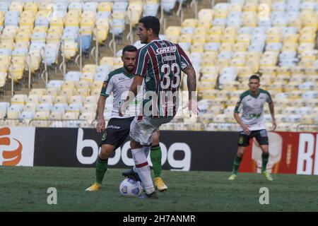 Rio de Janeiro, Rio de Janeiro, Brasile. 21 Nov 2021. Campionato brasiliano di calcio: Fluminense e America-MG. 21 novembre 2021, Rio de Janeiro, Brasile: Partita di calcio tra Fluminense e America-MG, valida per il 34° round del Campionato di calcio brasiliano, che si tiene allo stadio Maracana, a Rio de Janeiro, domenica (21). Fluminense ha vinto 2-0, con gol segnati da Luiz Henrique e Fred. Credit: Erica Martin/TheNews2 (Credit Image: © Erica Martin/TheNEWS2 via ZUMA Press Wire) Foto Stock
