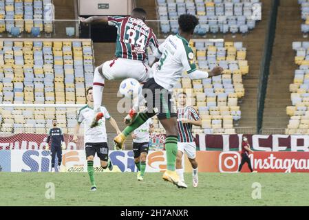 Rio de Janeiro, Rio de Janeiro, Brasile. 21 Nov 2021. Campionato brasiliano di calcio: Fluminense e America-MG. 21 novembre 2021, Rio de Janeiro, Brasile: Partita di calcio tra Fluminense e America-MG, valida per il 34° round del Campionato di calcio brasiliano, che si tiene allo stadio Maracana, a Rio de Janeiro, domenica (21). Fluminense ha vinto 2-0, con gol segnati da Luiz Henrique e Fred. Credit: Erica Martin/TheNews2 (Credit Image: © Erica Martin/TheNEWS2 via ZUMA Press Wire) Foto Stock