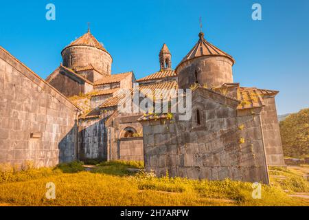 Vista panoramica di un pittoresco complesso monastico di Haghpat nella regione di Lori in Armenia. E' inclusa nella Lista del Patrimonio Mondiale dell'Umanita' dell'UNESCO Foto Stock