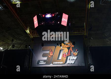 21 novembre 2021; Palau Sant Jordi, Barcellona, Spagna: FIM X-Trial World Championships; toni Bou (ESP, Montesa) 30° manifesto al Palau Sant Jordi Foto Stock