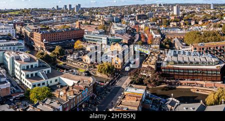 Vista aerea del Camden Lock Market a Londra, Regno Unito. Foto Stock