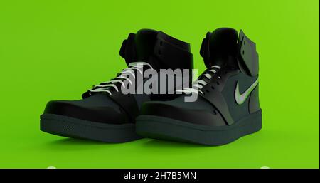 illustrazione a colori delle scarpe sportive moderne su air jordan basket 1 Foto Stock