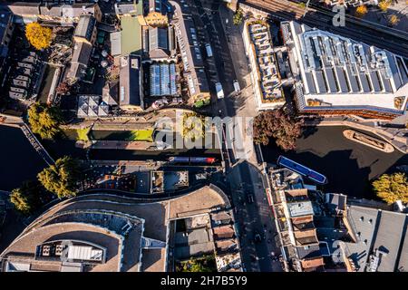 Vista aerea del Camden Lock Market a Londra, Regno Unito. Foto Stock