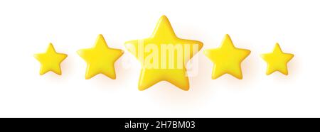 Icona delle stelle di valutazione 3D per il prodotto di revisione. Illustrazione Vettoriale