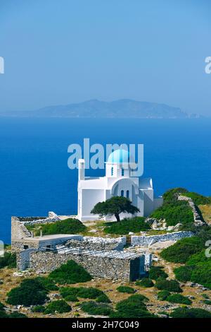 GRECIA, CICLADI, AMORGOS, LA CHIESA AGIOS IOANNIS NEL SUD DELL'ISOLA Foto Stock