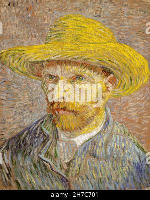 Vincent van Gogh, autoritratto con cappello di paglia, 1887, olio su tela, New York, USA Foto Stock