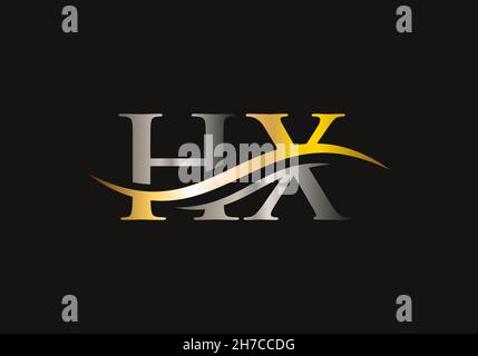 Disegno iniziale del logo HX con lettera collegata. Moderna lettera HX logo design vettore con moderno trendy Illustrazione Vettoriale