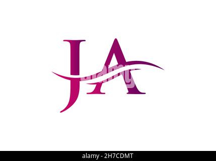 Logo JA. Logo Premium Letter JA con concetto di onda d'acqua Illustrazione Vettoriale