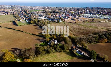 Vista verso Upper Walmer, da Coldblow Farm, Kent Foto Stock