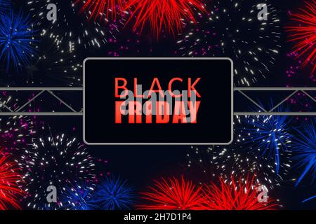 Black Friday concetto di vendita con fuochi d'artificio. Foto Stock