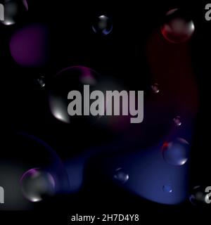 sfondo futuristico dello spazio astratto con palle di vetro e spruzzi di colore Illustrazione Vettoriale
