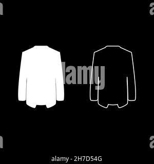 Giacca coat icona bianco disegno vettoriale stile piatto semplice set di immagini Illustrazione Vettoriale