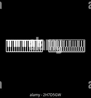 Pianino tasti musica avorio sintetizzatore icona bianco colore vettore illustrazione piatta stile semplice immagine set Illustrazione Vettoriale