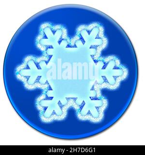Illustrazione del fiocco di neve congelato isolato su sfondo bianco Foto Stock