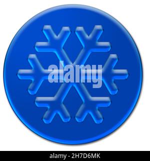 Icona con fiocco di neve blu glassato isolato su sfondo bianco Foto Stock