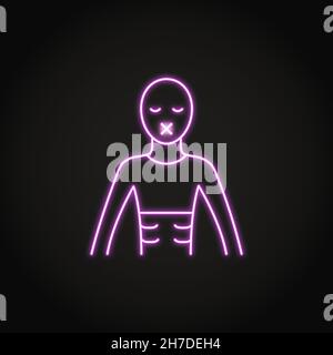 Neon anoressia icona in stile linea. Disturbo alimentare simbolo. Illustrazione vettoriale. Illustrazione Vettoriale