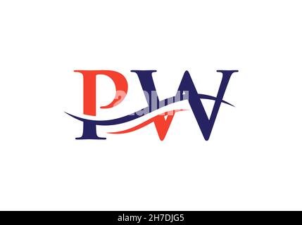 Logo lettera PW. Modello vettoriale di disegno del logo commerciale della lettera PW iniziale Illustrazione Vettoriale