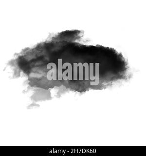 Nuvola nera di fumo isolato su sfondo bianco illustrazione 3D, sporco o forma di polvere, fumo naturale dal fuoco Foto Stock