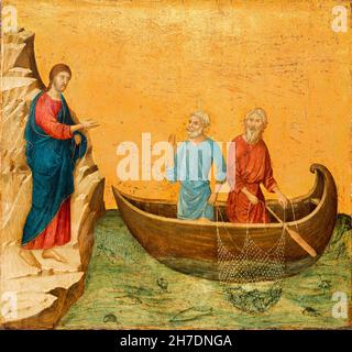 La chiamata degli Apostoli Pietro e Andrea, dipinto di Duccio di Buoninsegna, 1308-1311 Foto Stock