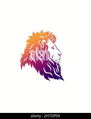 Il volto di un Leone in profilo. Foto Stock