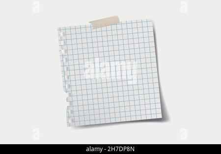 Foglio bianco realistico con ombreggiatura in formato A4 su trasparente. Illustrazione Vettoriale