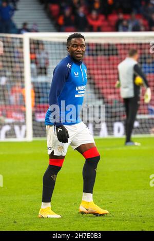 FASHION SAKALA, calciatore professionista, gioca per Rangers FC, Glasgow, Scozia, Regno Unito Foto Stock