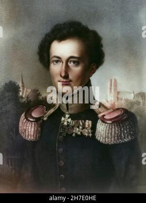 Carl Philipp Gottfried (o Gottlieb) von Clausewitz, 1780 – 1831. Generale prussiano e teorico militare. Autore di vom Kriege, o in guerra. Dopo un dipinto di Karl Wilhelm Wach. Foto Stock