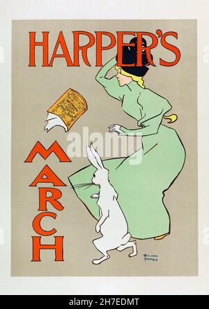 Poster pubblicitario il numero di marzo della rivista Harper, 1890 Foto Stock