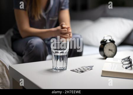 Primo piano di una donna con insonnia Foto Stock