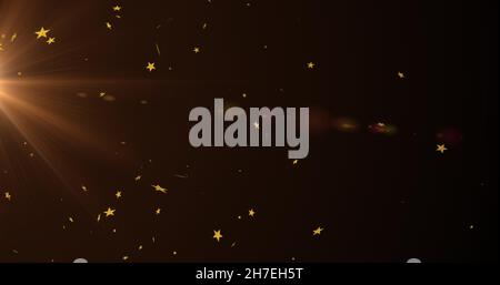 Immagine di percorsi luminosi e stelle su sfondo nero Foto Stock